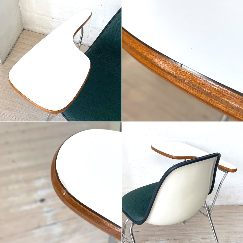 ハーマンミラー Herman Miller サイドシェルチェア セカンド 2nd ビンテージ アプホルスター スクールベース スタッキングベース 肘掛けテーブル付 イームズ ミッドセンチュリー G ★
