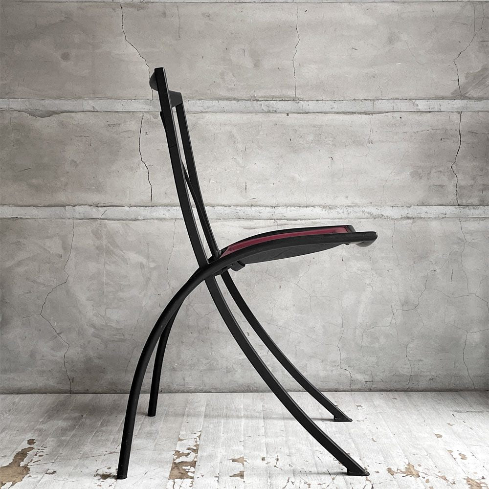 カッテラン Cattelan Italia ベラ BELLA フォールディングチェア スチール×レザー レッド ポストモダンデザイン ♪