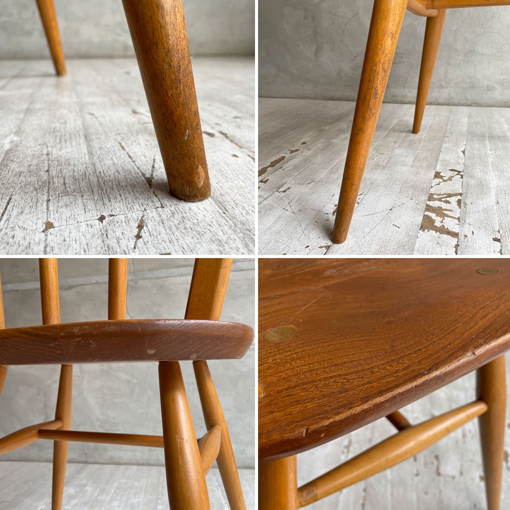 アーコール Ercol フープバックチェア ダイニングチェア スポークバック エルム材×ビーチ材 UKビンテージ 英国家具 ♪