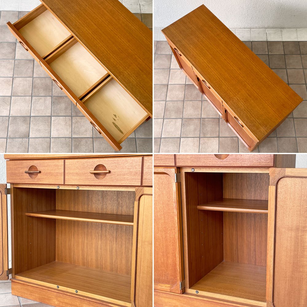 日田工芸 マキシム maxim ビンテージ チーク材 サイドボード キャビネット 抽斗3杯 キッチンボード キッチンカウンター 北欧スタイル ◇