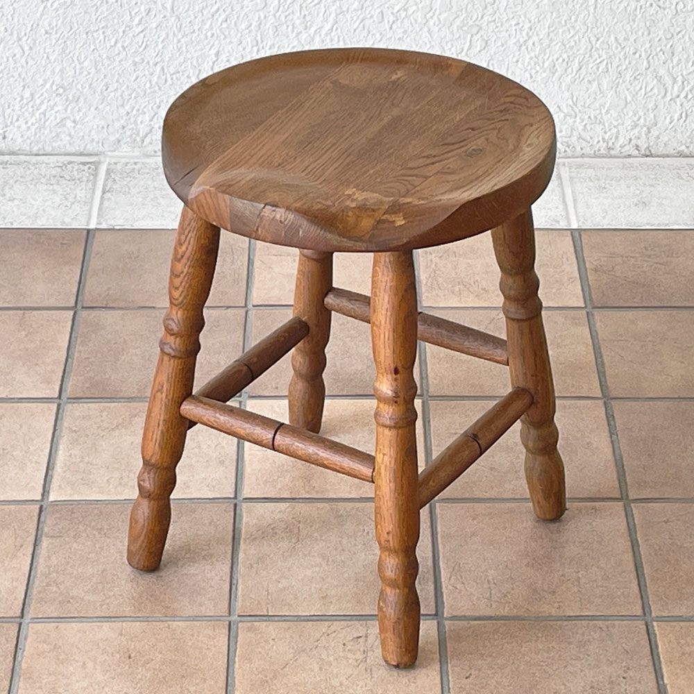 ビンテージ オーク無垢材 スツール ミルクスツール 腰掛け デンマーク クラシカルデザイン ◇
