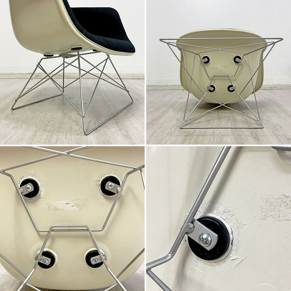 ハーマンミラー Herman Miller アームシェルチェア 現行FRP製 アプホルスター ファブリック ブラック キャッツクレイドル ラウンジベース ミッドセンチュリー C&R イームズ ●