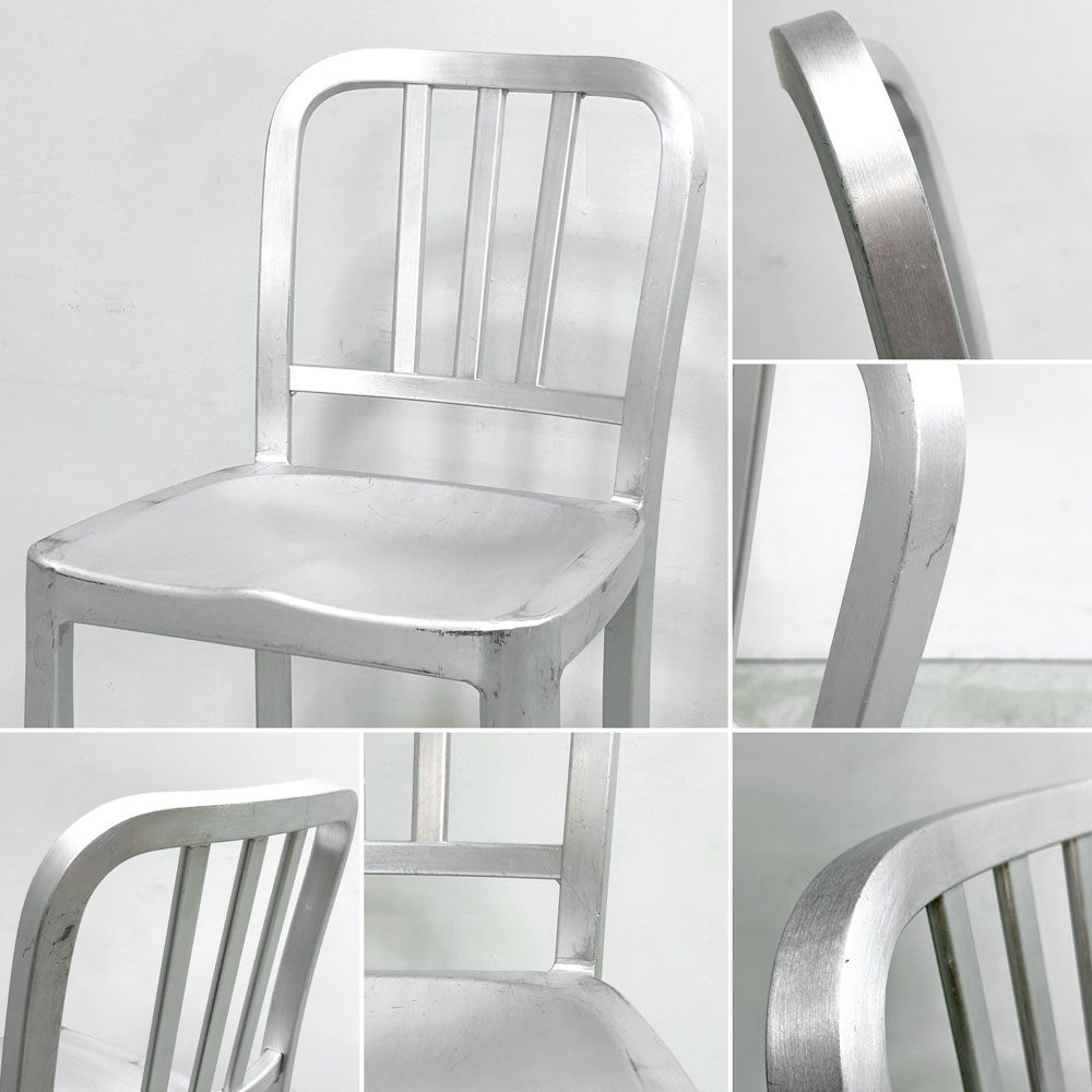ネイビーバースツール Navy BarStool カウンターチェア アルミニウム インダストリアル リプロダクト A ●