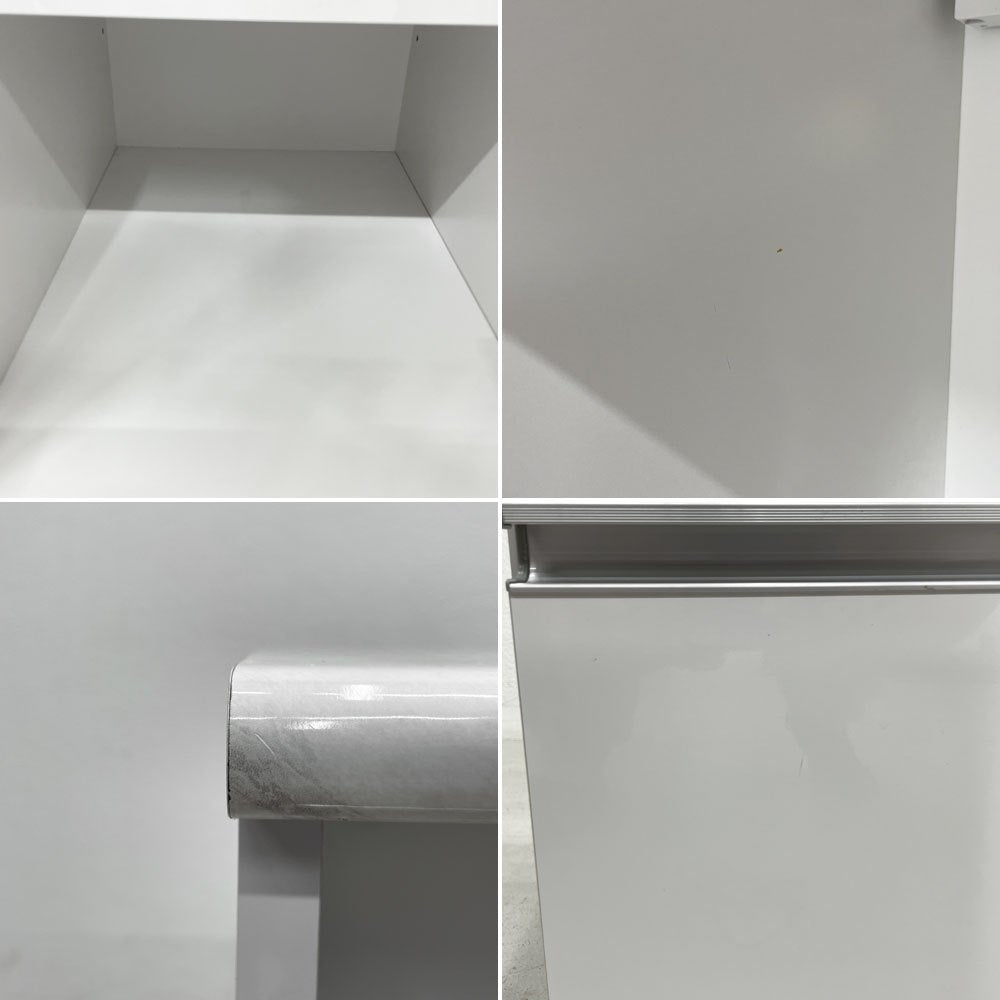 大川家具 大理石調 キッチンカウンター ホワイト W90cm 国産家具 〓