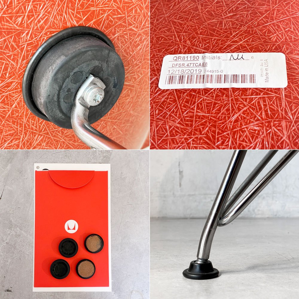 ハーマンミラー Herman Miller サイドシェルチェア 2019年製 FRP テラコッタ エッフェルベース イームズ クッション付き ミッドセンチュリー ★