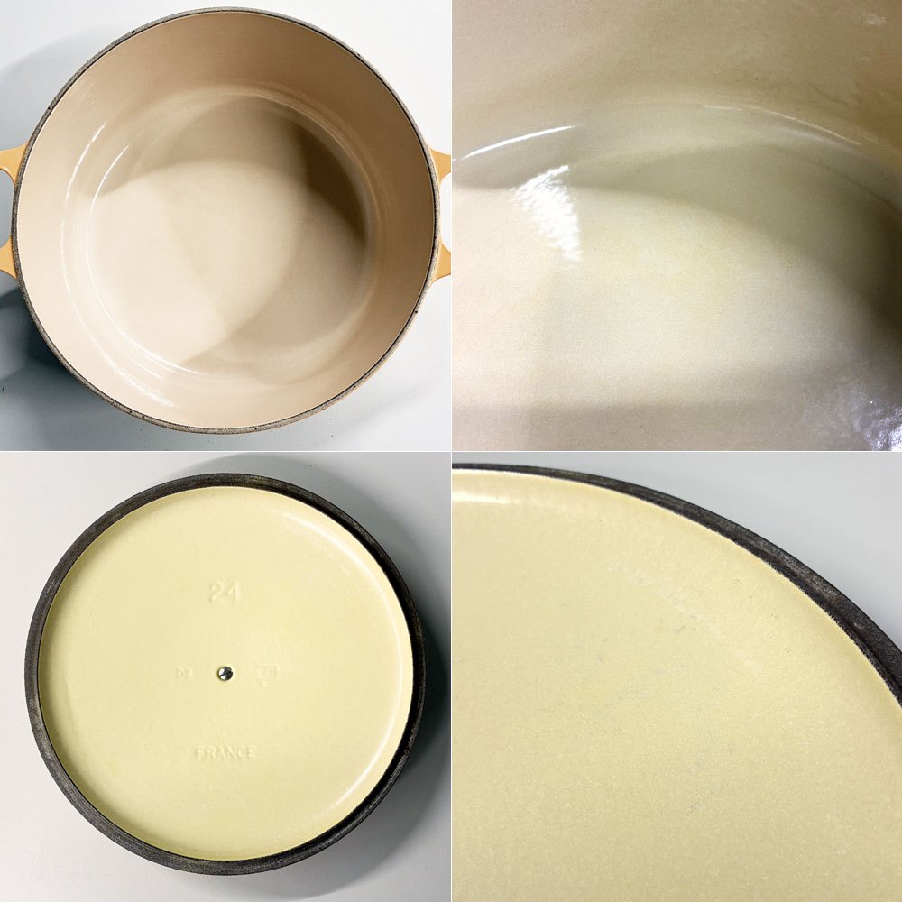 ルクルーゼ LE CREUSET ココットロンド 両手鍋 ネクター 24cm 鋳物 ホーロー フランス 4.2L 4～6人分 定価¥ 52,800- ◎