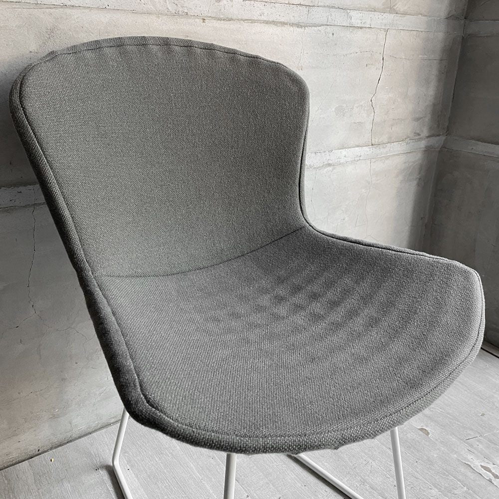 ノル Knoll 420 サイドチェア ワイヤーチェア ダイニングチェア ホワイト × グレー ファブリック フルカバー仕様 ハリー・ベルトイア ミッドセンチュリー ビンテージ ♪