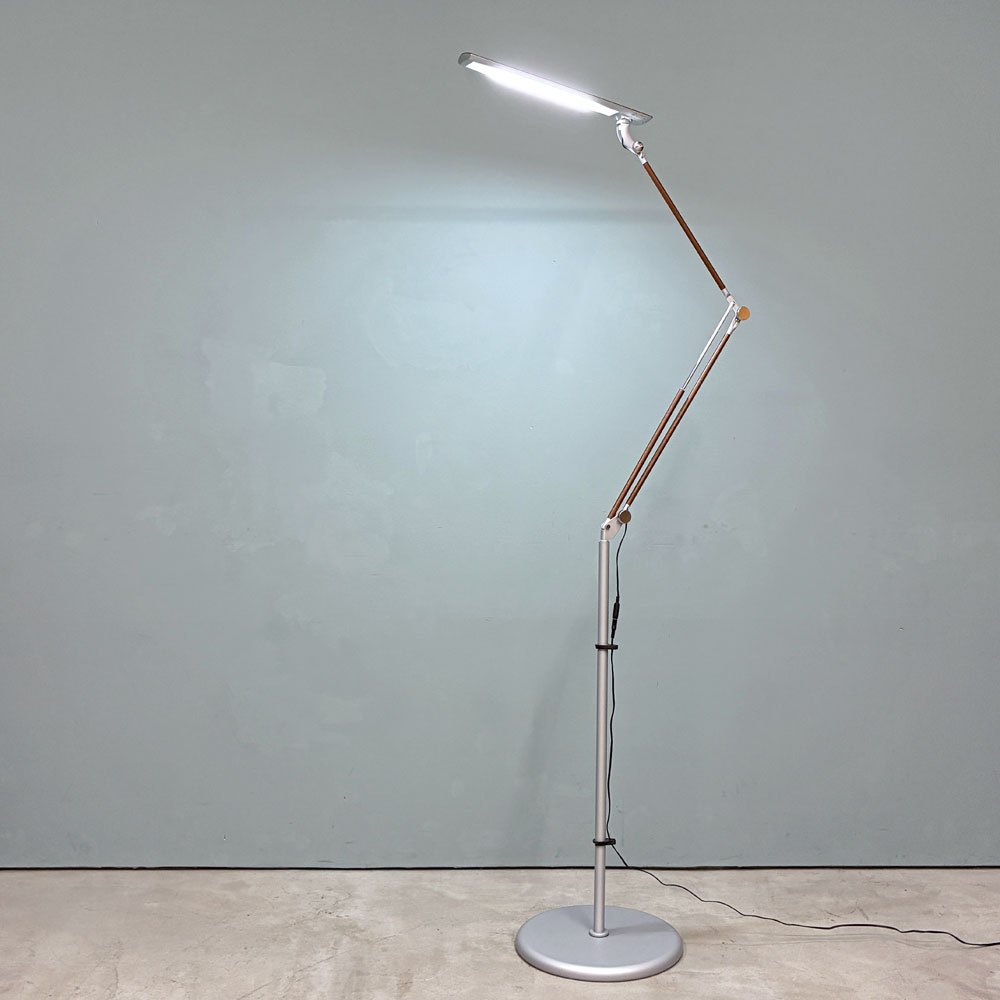 スワン電気 LED エグザーム フロアライト LEX-958NA+FB-991 WH 木目調 ダークブラウン 未使用品 黒澤正之 ◎