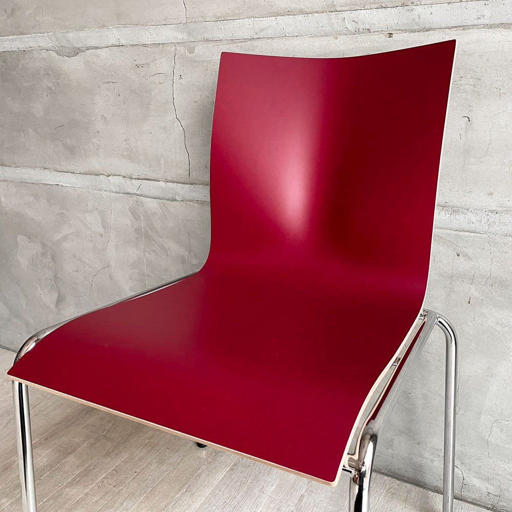 エンゲルブレヒト Engelbrechts チャリックチェア CHAIRIK Chair 101 ダイニングチェア スタッキング 4本脚 ボルドー プライウッド スチール デンマーク 未使用品 定価63,800円 ♪
