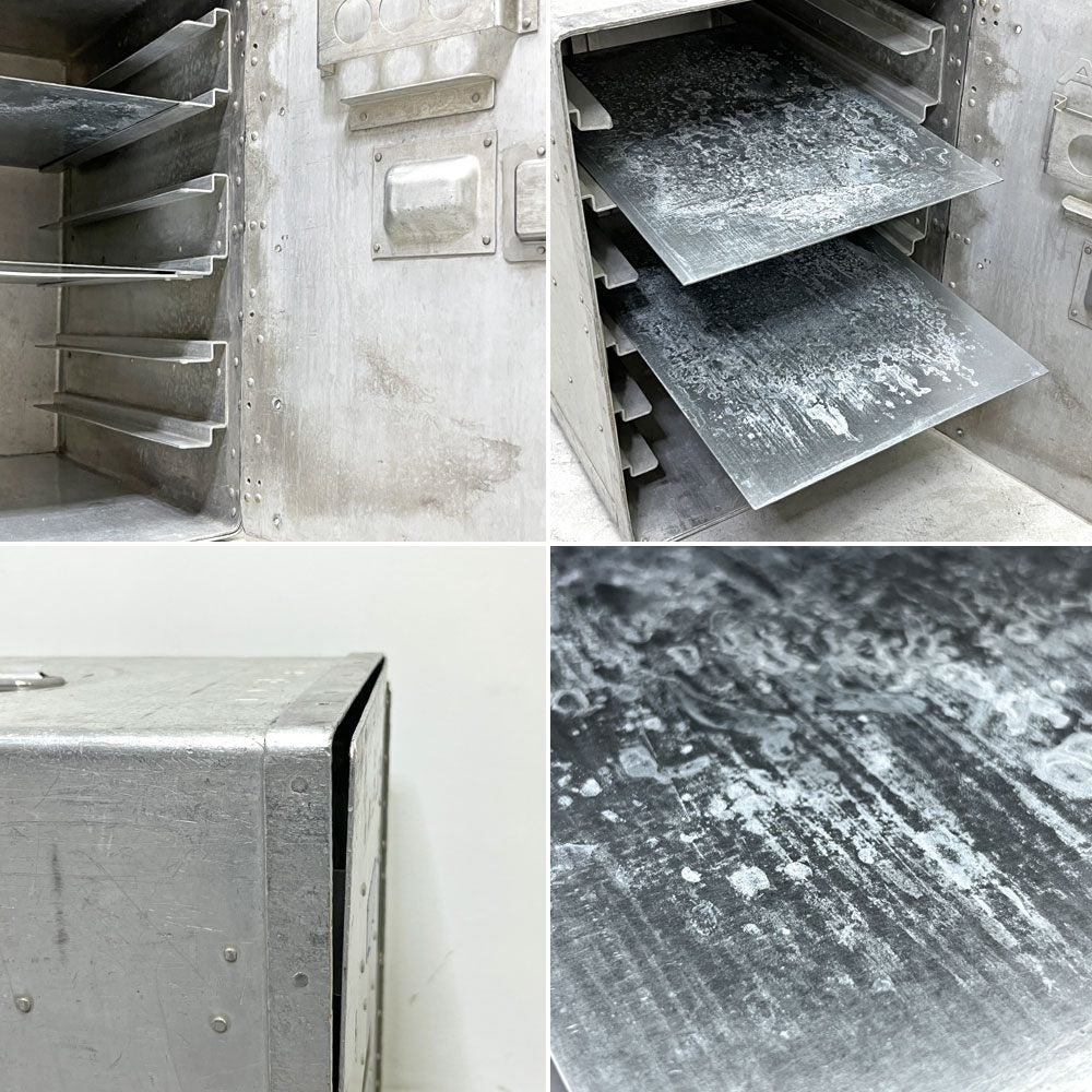 DELTA航空 ビンテージ ギャレーコンテナ ボックス Galley Box アルミ製 1ドア 6段 棚板付き 1960～70`s US Vintage A ●