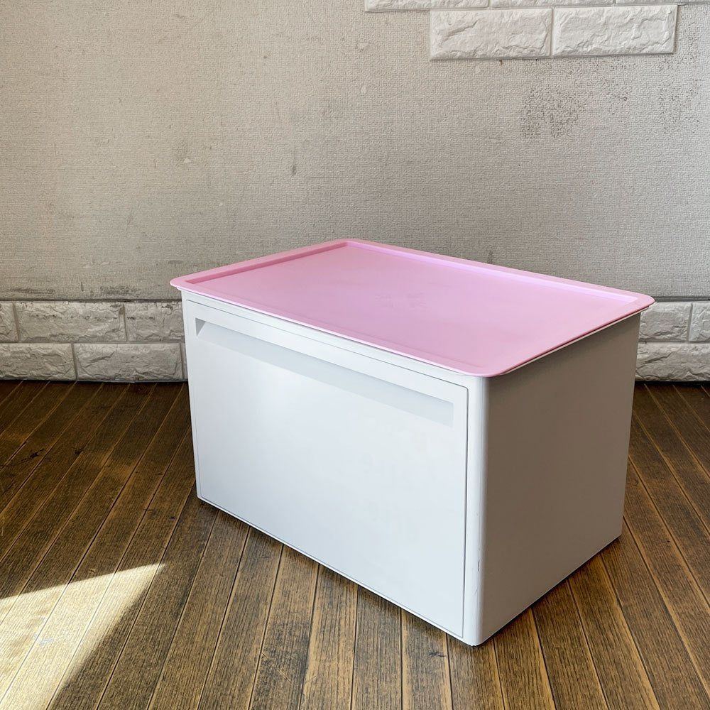 タッパーウェア Tupperware マルチオーガナイザー ワイド ドロップダウンドア ピンク×ホワイト ◎