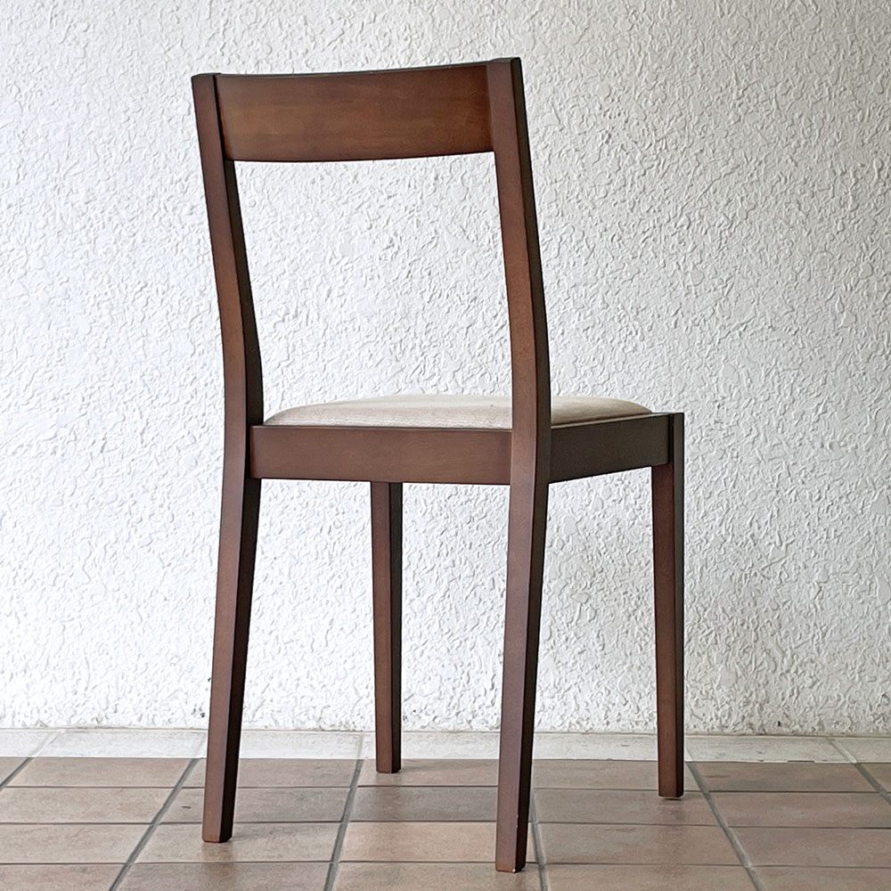 無印良品 MUJI 木製チェア ダイニングチェア ファブリックシート ラバーウッド ブラウン 定価￥9,900 ◇