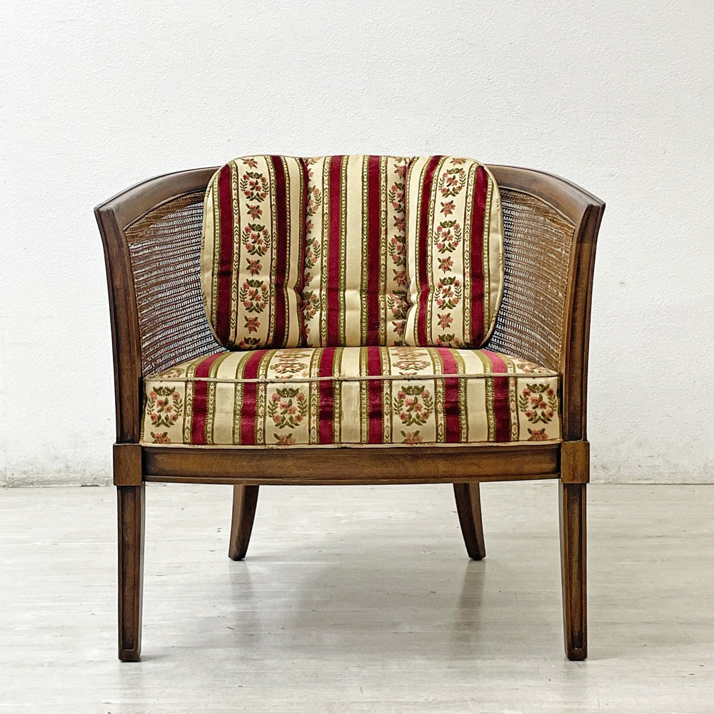 ドレクセルヘリテイジ DREXEL HERITAGE トライユン TRIUNE アップホルスタリーチェア UPHOLSTERY CHAIR ラタン張り USビンテージ B ●