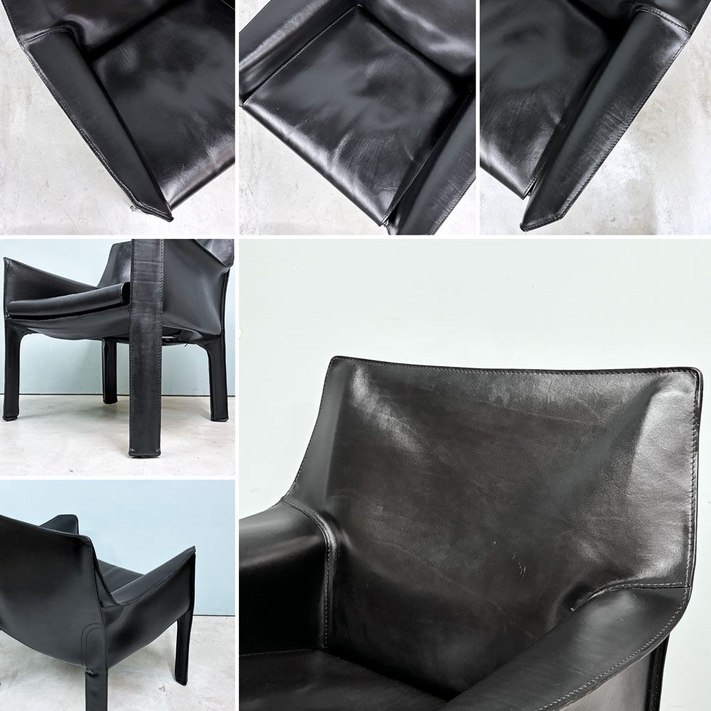 カッシーナ Cassina 414 CAB ラウンジチェア アームチェア 1シーター キャブチェア 本革 マリオ・ベリーニ 参考価格約65万 ◎