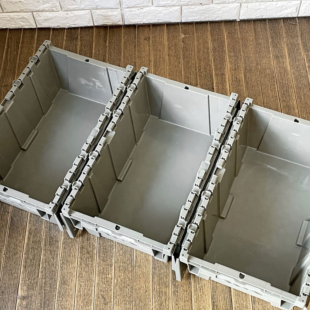 Monoflo International 収納ボックス コンテナ ヒンジ蓋 グレー 3点セット ミリタリー 米国 ◎