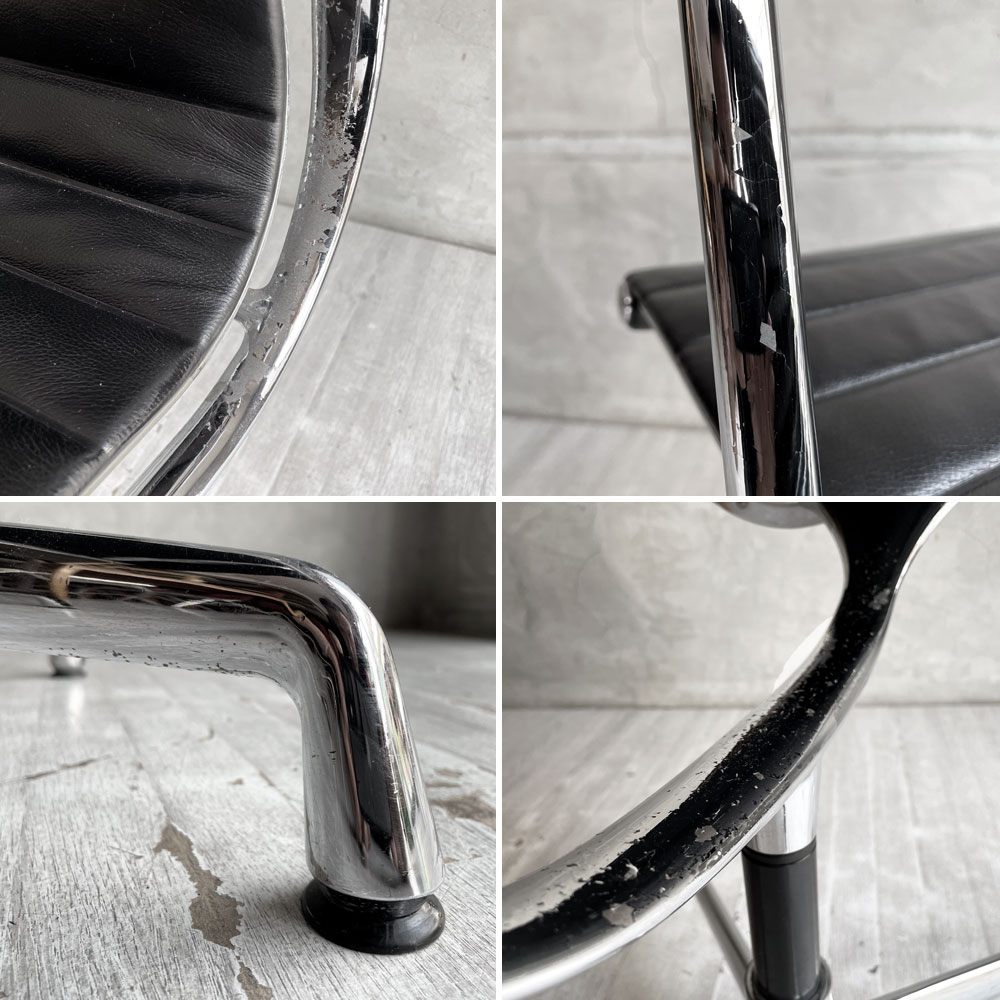 ヴィトラ vitra イームズアルミナムグループ マネジメントチェア デスクチェア アームチェア レザー 本革 固定脚 4本脚 グライズ イームズ♪