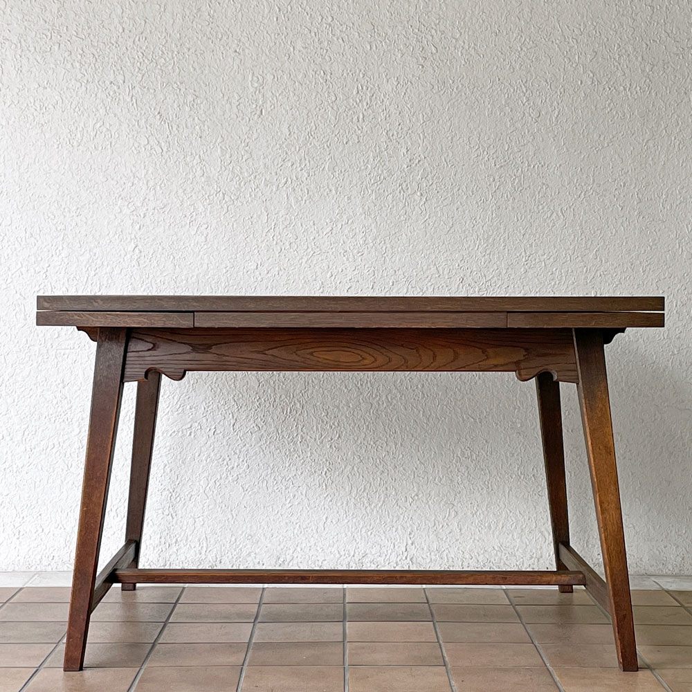 永田良介商店 伸長式 ダイニングテーブル ナラ材 エクステンション 120-150-180cm アトリエテーブル 神戸洋家具 ◇