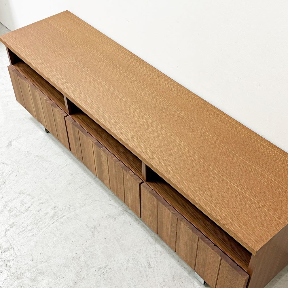 ウニコ unico ストラーダ STRADA AVボード テレビボード ニレ材×ステンレス 3ドロワー ローボード TVキャビネット ダークブラウン 廃番 ●