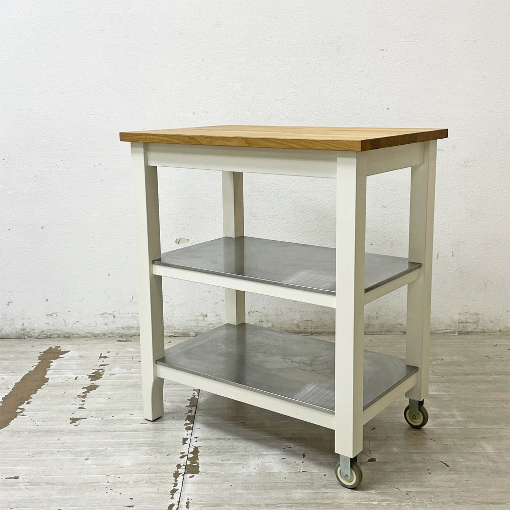 イケア IKEA STENSTORP アイランドキッチン キッチンワゴン カウンター キャスター トローリー 作業台 オーク無垢材 ステンレス棚 ●