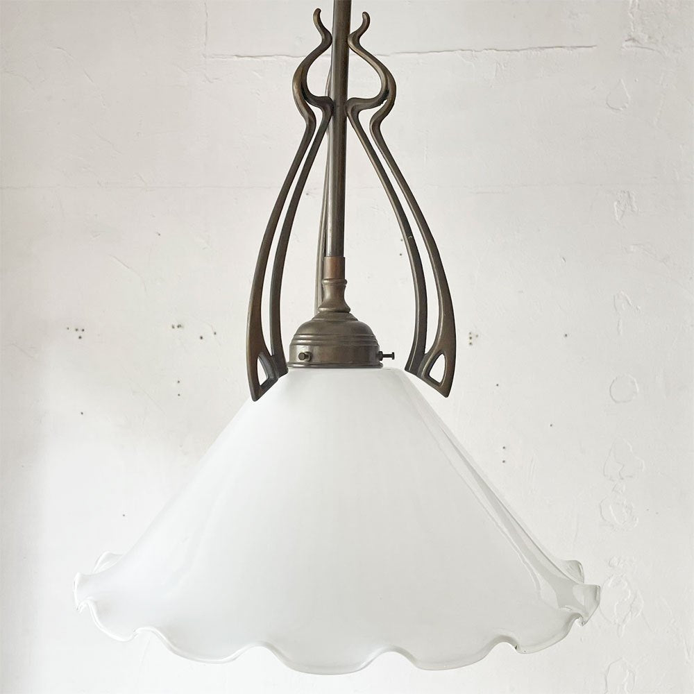 クラシカルスタイル ペンダントライト ミルクガラス アンティーク アールデコ  店舗什器 ★