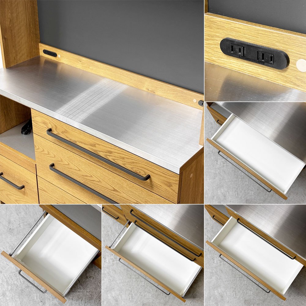 クラッシュゲート CRASH GATE ガルバ GALVA ダイニングボード 食器棚 オーク材 ステンレス W120cm 関家具 定価￥231,000- ●