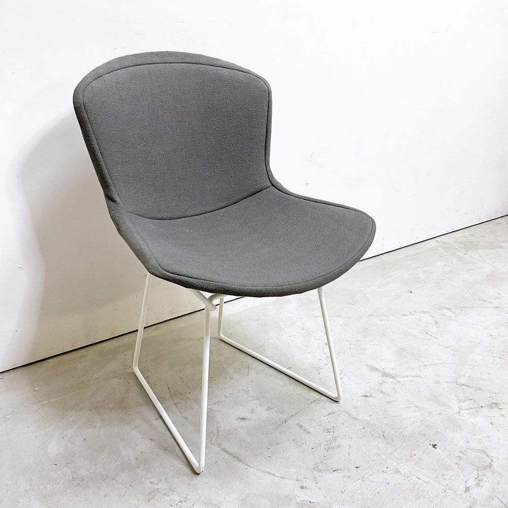 ノル Knoll 420 サイドチェア ワイヤーチェア ダイニングチェア ホワイト × グレー ファブリック フルカバー仕様 ハリー・ベルトイア ミッドセンチュリー ビンテージ ●