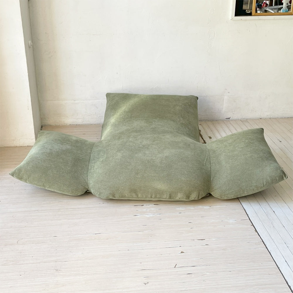 無印良品 MUJI リクライニング フロアソファ 1シーター カバーリングソファ グリーン ポリエステル 約18㎏ 美品 ★