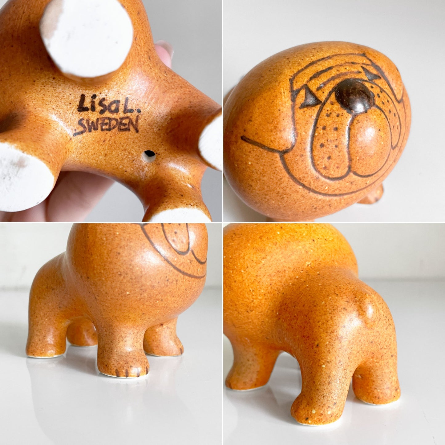 グスタフスベリ KERAMIK STUDION GUSTAVSBERG ケンネル kennel ブルドッグ ミニサイズ 復刻品 ブラウン リサ・ラーソン 陶器 フィギュリン スウェーデン 北欧雑貨 ■