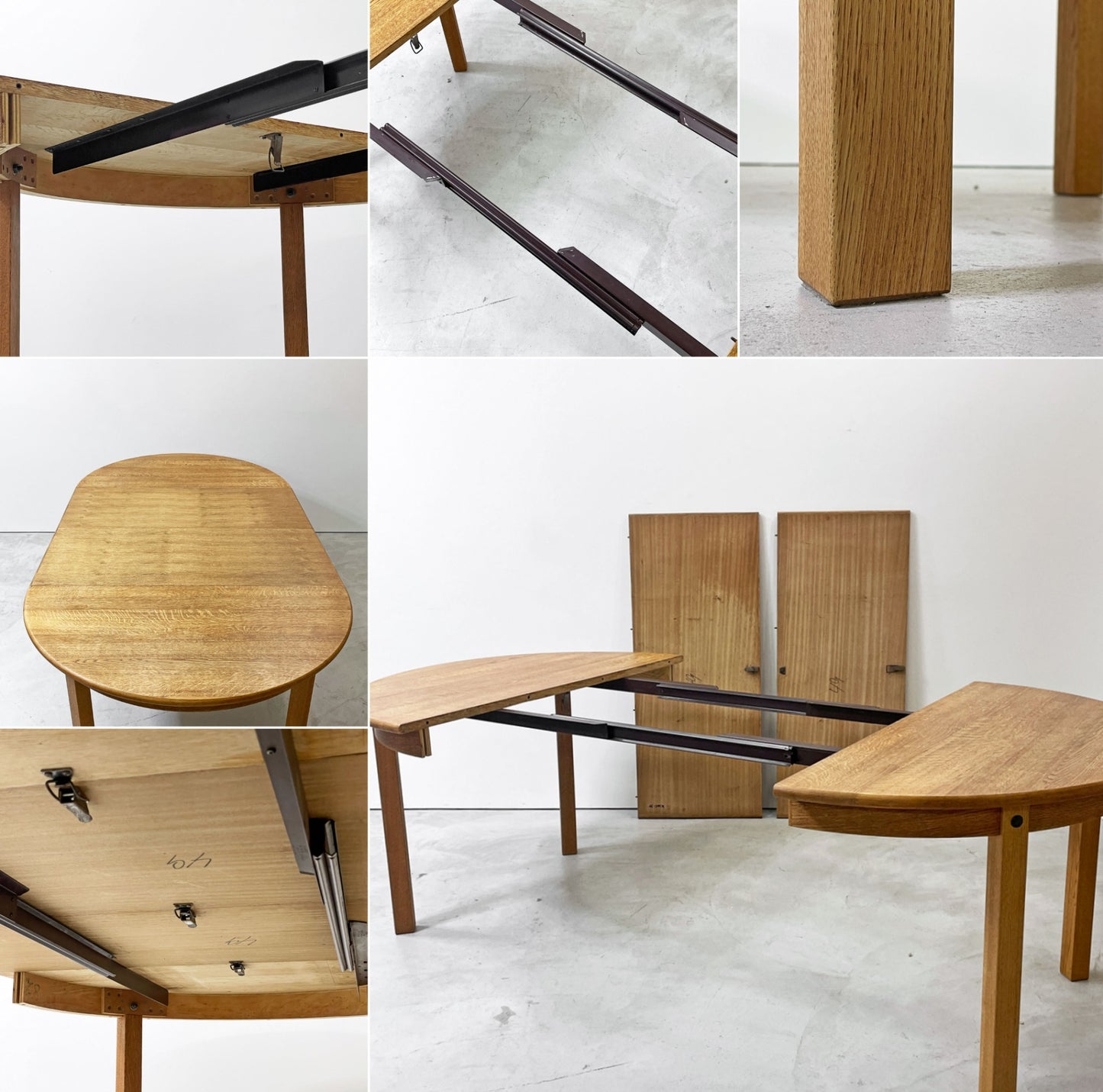 デンマーク ビンテージ Danish vintage オーク材 エクステンション ダイニングテーブル ラウンド 伸長式 Φ120cm 北欧家具 ●