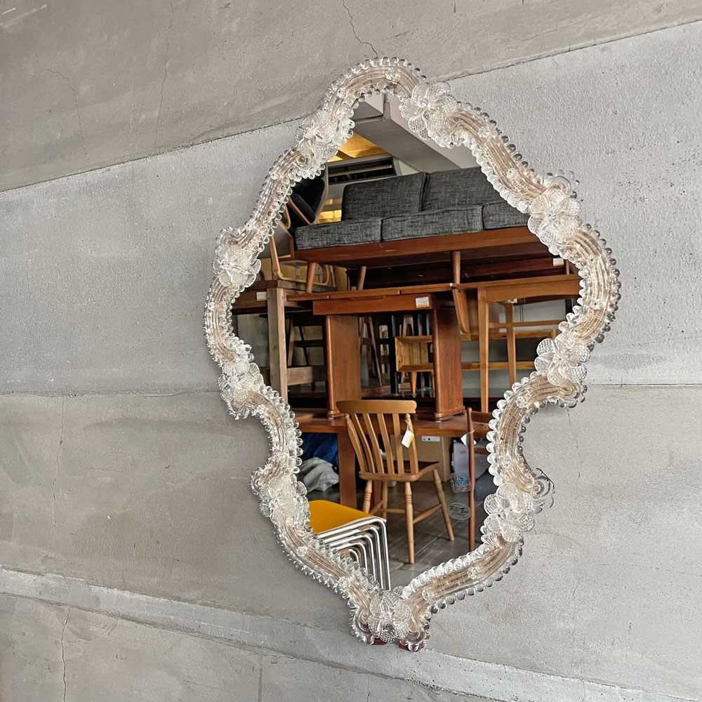 ムラーノ Murano フラテッリ・トソ Fratelli Toso ウォールミラー 壁掛け ベネチアンガラス グラス ハンドメイド イタリア 店舗什器 ♪