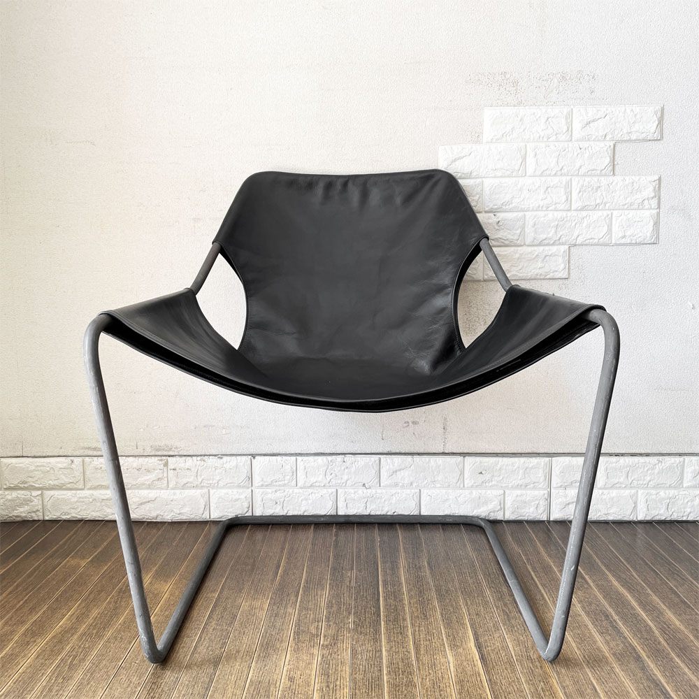 オブジェクト OBJEKTO パウリスターノ PAULISTANO ARM CHAIR アームチェア ブラックレザー パウロ・メンデス・ダ・ロシャ MoMA 定価￥495,000- ◎