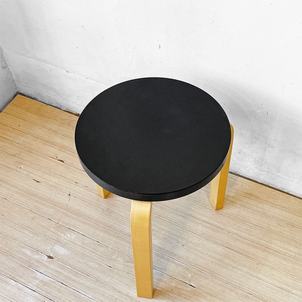 アルテック Artek Stool60 スツール 三本脚 80周年記念モデル ブラックラッカー アルヴァ・アアルト 北欧家具 ★