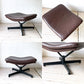 シュトレッセル Strassle ビンテージ キングチェア King chair + キングフットスツール King footstool レザー イージーチェア ブラウン スイス ★