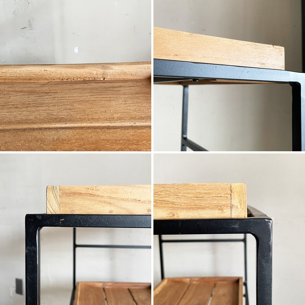 イデー IDEE ジャティ トゥア シェルフ JATI TUA SHELF M オープンシェルフ 3段 オールドチーク無垢材 ブラックスチールフレーム W76cm インダストリアル 定価￥119,900- ■