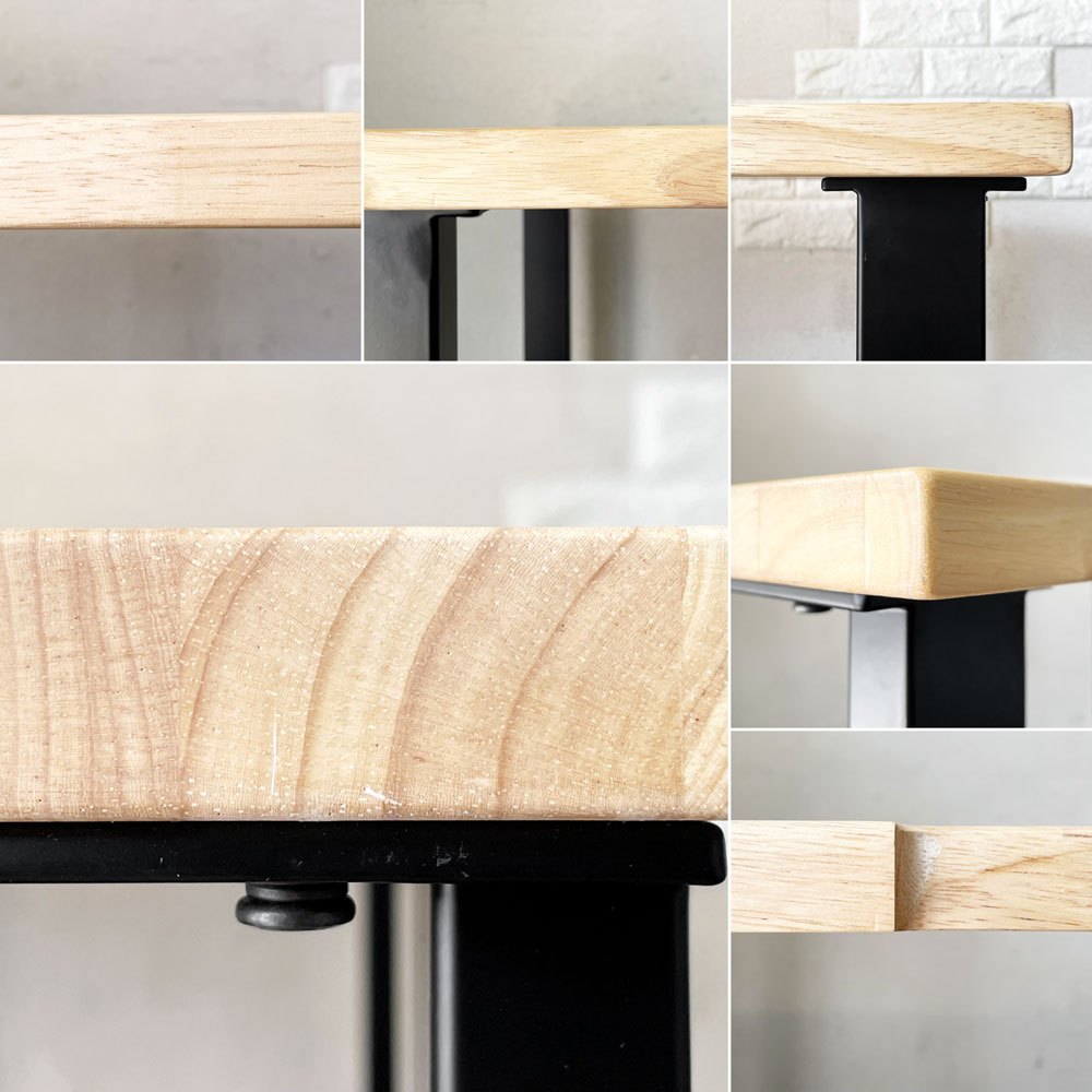 かなでもの KANADEMONO ザ・テーブル THE TABLE Black Steel Rectangle コンパクトデスク W100cm ラバーウッド ナチュラル 配線スリット付 定価￥42,000- ◎