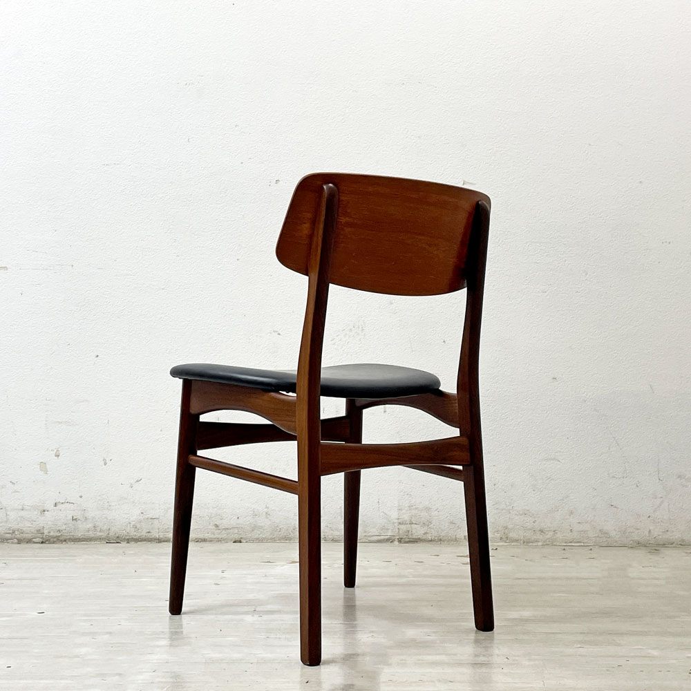 ファーストラップ FARSTRUP Model 208A ダイニングチェア チーク×アフロモシア材 レザー デンマーク ビンテージ 北欧家具 B ●