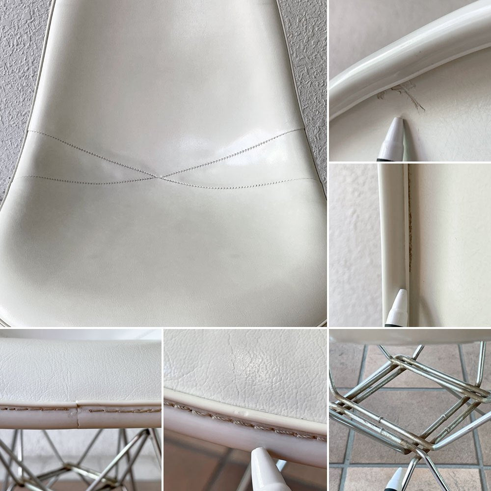ハーマンミラー Herman Miller サイドシェルチェア サード 3rd FRP PVCレザー パーチメント ロータイプ エッフェルベース イームズ ビンテージ vintage ◇