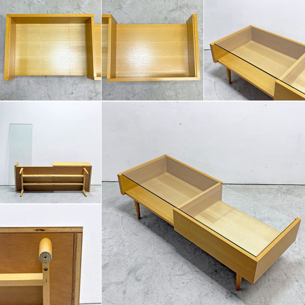 グラフ ad graf 相合家具 SOGOKAGU Glass top case ash ローテーブル コーヒーテーブル ガラストップ アッシュ材 モダンデザイン ●