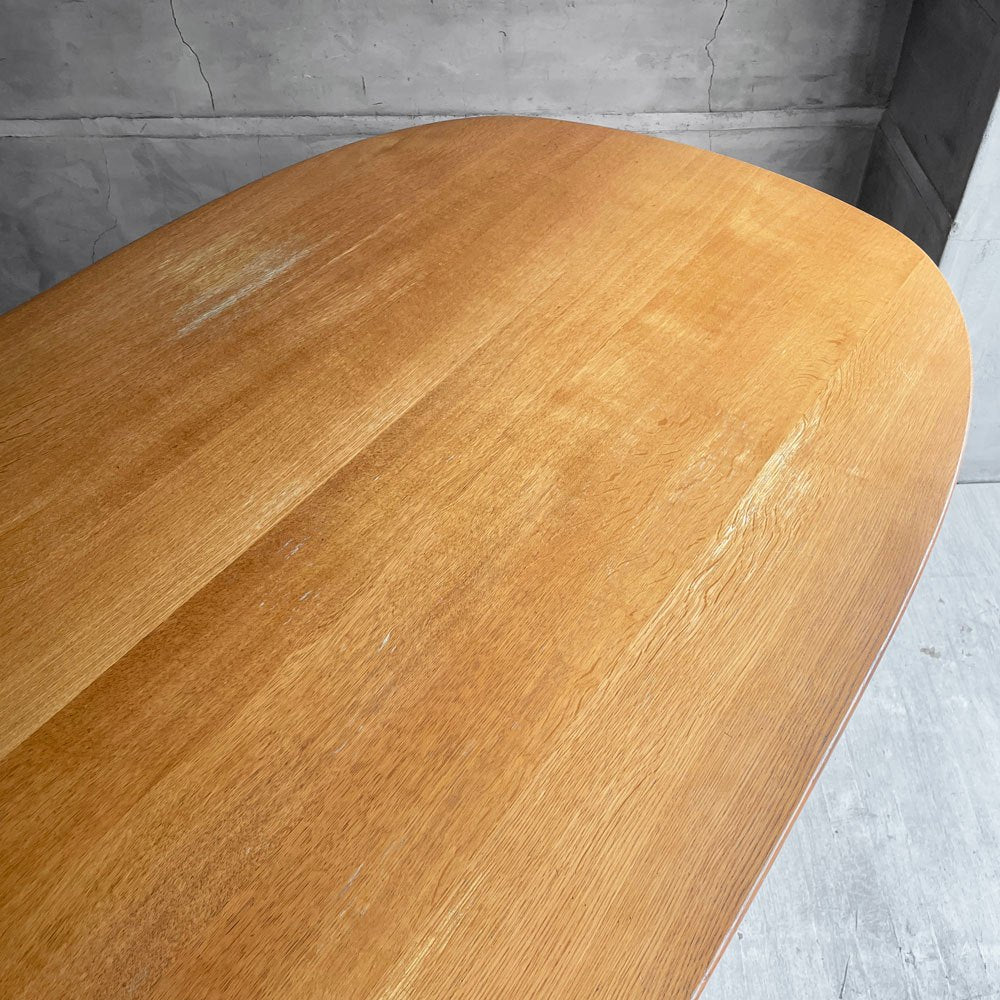 日進木工 Nissin ホワイトウッド WHITE WOOD ダイニングテーブル オーバル型 オーク無垢材 ウレタン塗装 廃番 ♪