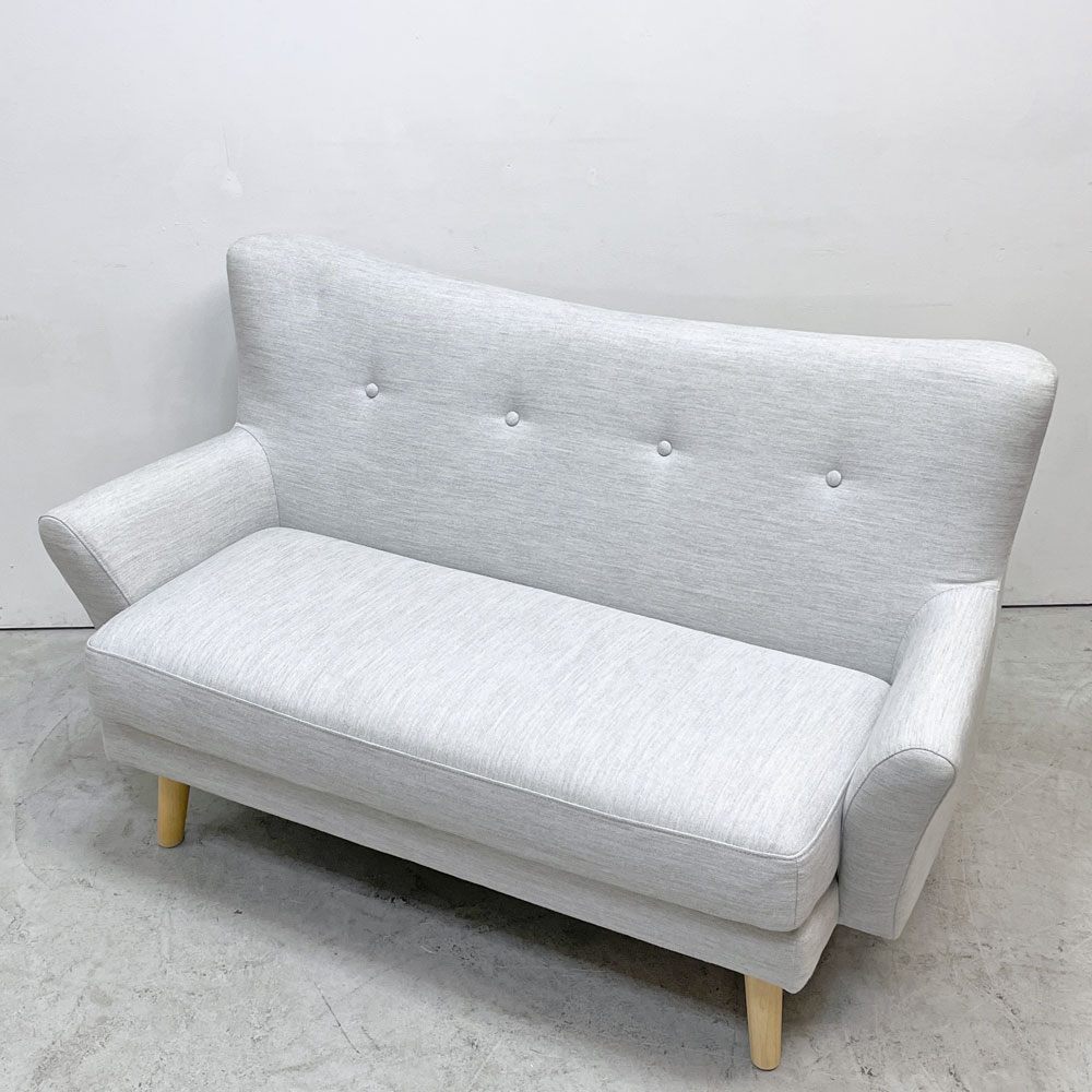 フランフラン Francfranc フルレット 2シーター カウチソファ ローソファ L字ソファ 3way ファブリック ベージュ オットマン付き W130.5cm ●