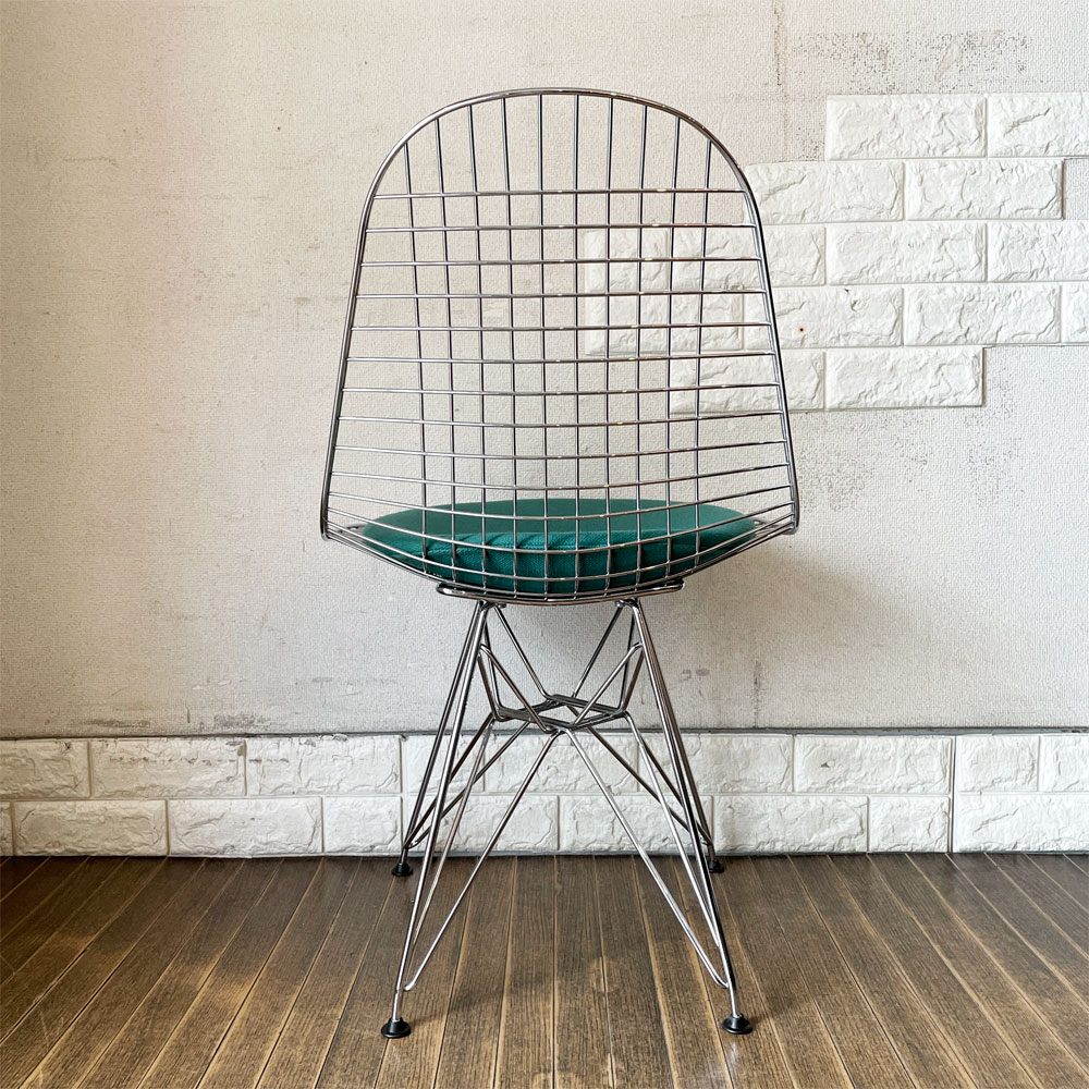 ヴィトラ vitra ワイヤーチェア Eames Wire Chair DKR5 エッフェルベース シートパッド付 ファブリック グリーン系 C&R イームズ ミッドセンチュリー ◎