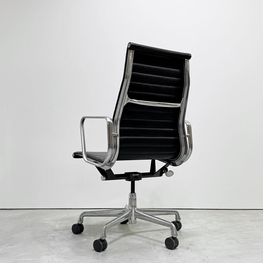 ハーマンミラー Herman Miller アルミナムグループ エグゼクティブチェア ハイバック レザーシート 本革 ブラック 5本脚 C&Rイームズ ミッドセンチュリー ●