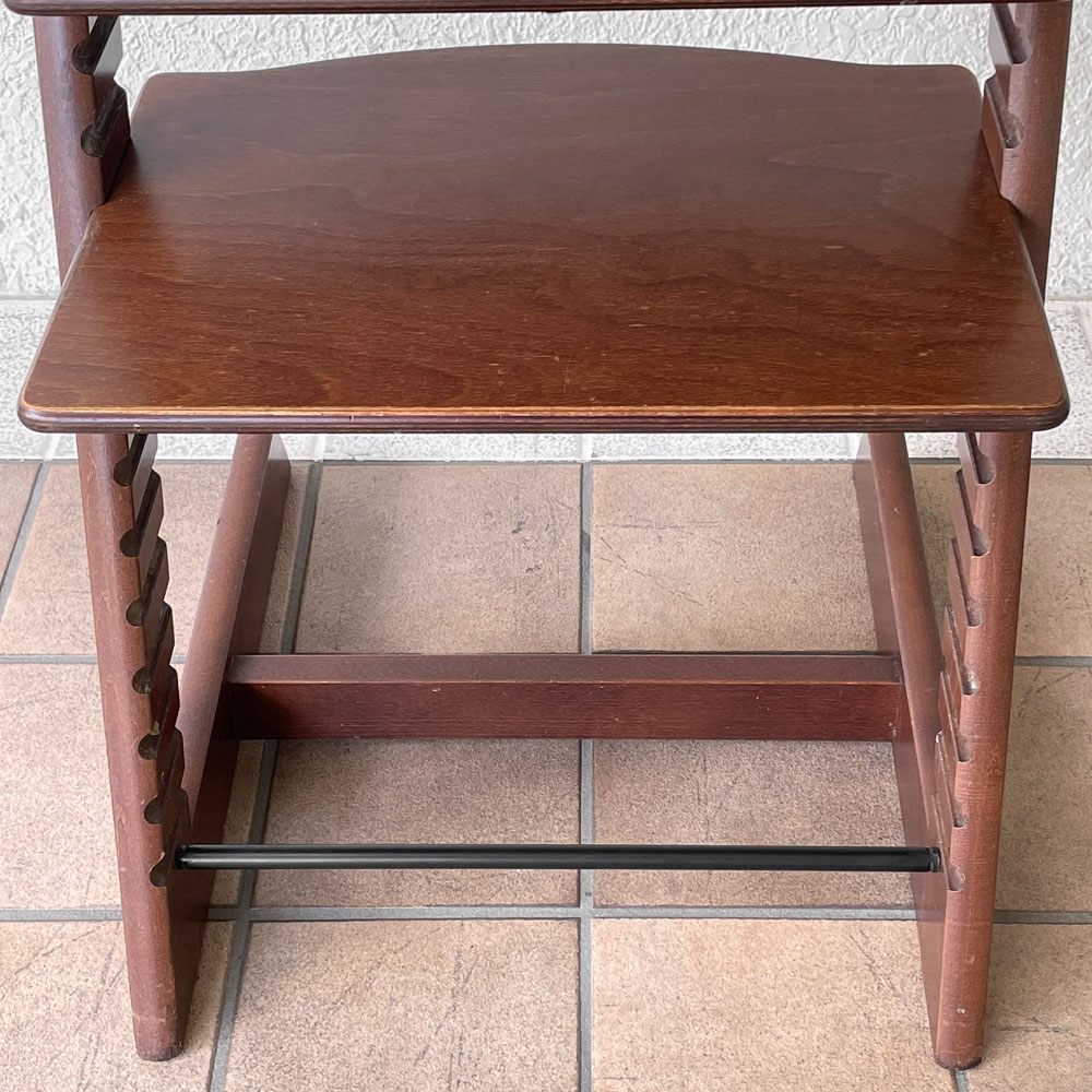 ストッケ STOKKE トリップトラップ TRIPP TRAPP ベビーチェア キッズチェア ブラウン S/N3～ 高さ調整可 木製ガード レザーベルト プラスチック背もたれ ノルウェー ◇