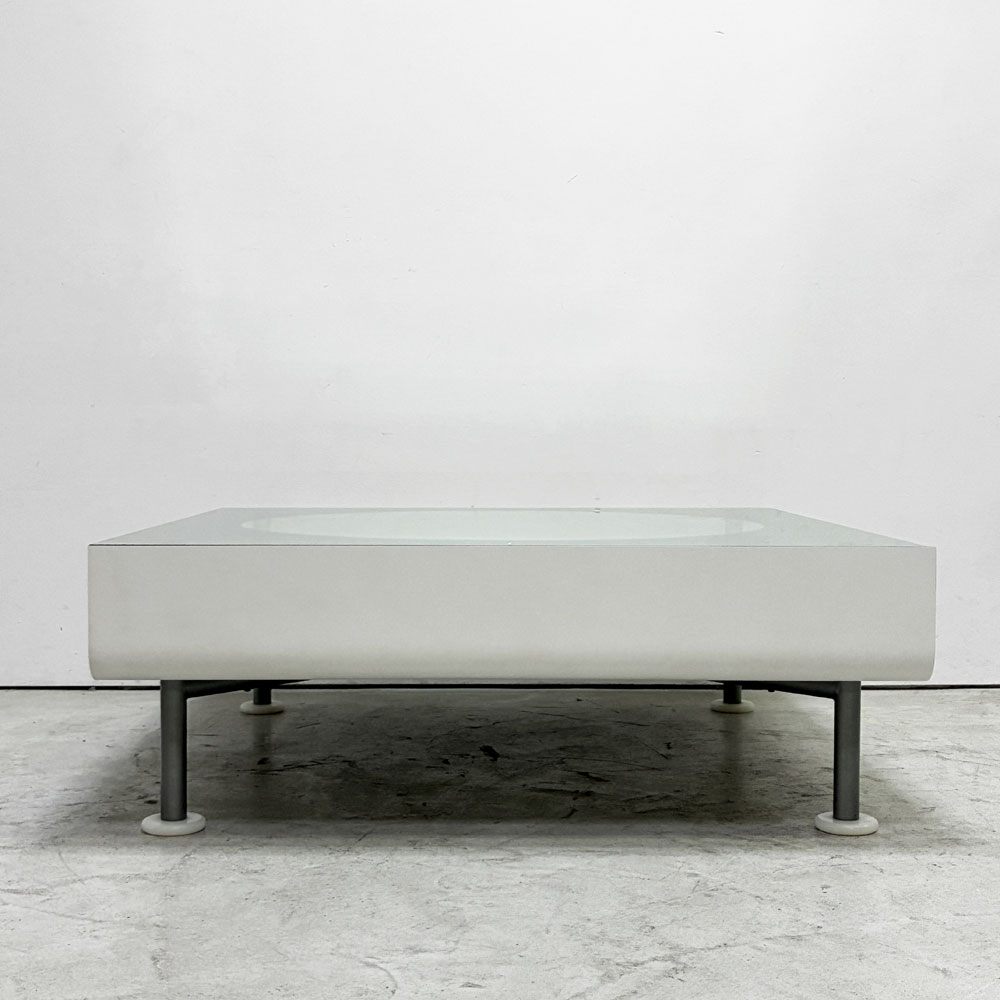 イデー IDEE トーキョー ローテーブル TOKYO Low Table ガラストップ モダン スチール プライウッド ホワイト クラウディオ・コルッチ ビンテージ ●