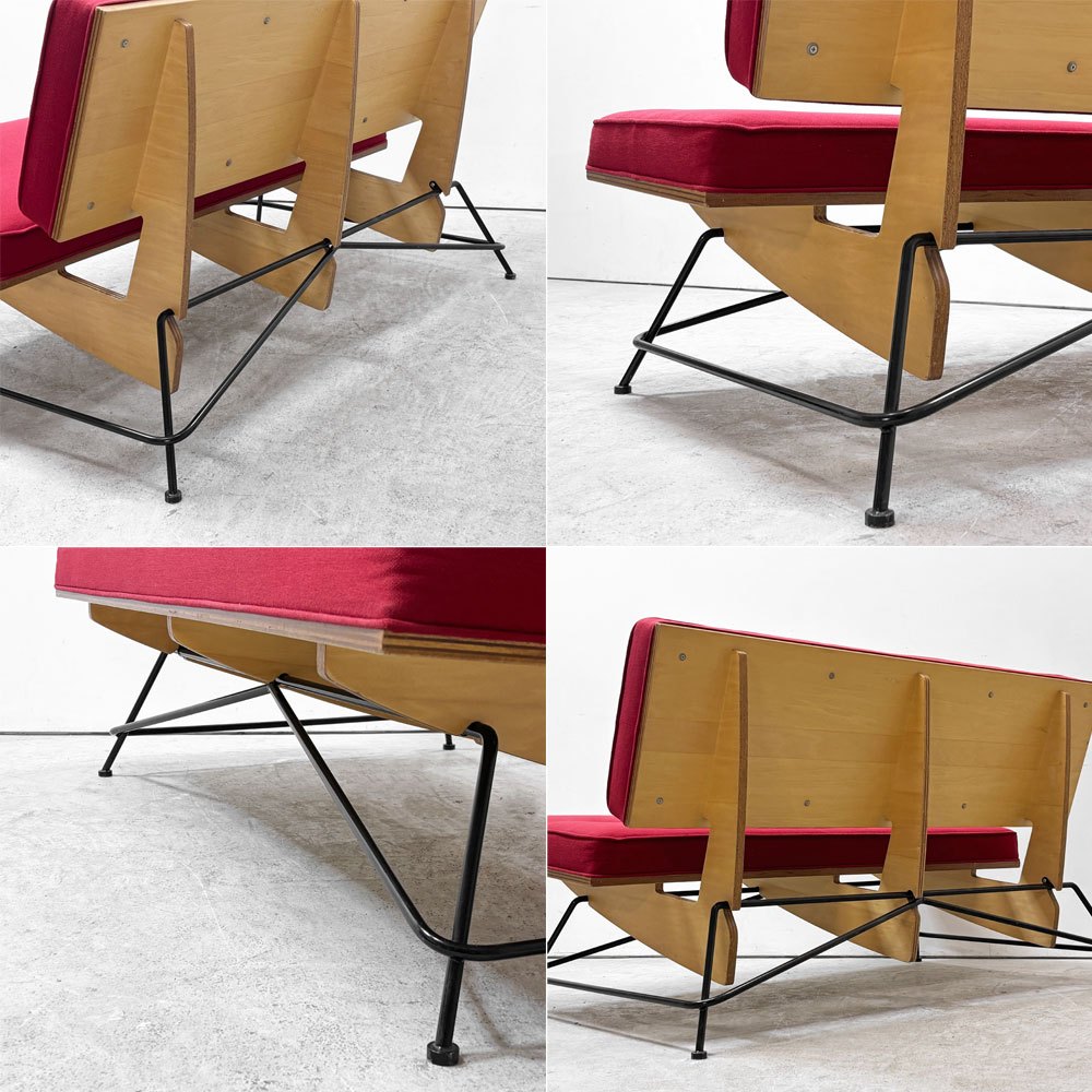 ドワーフ DWARF マイスター MEISTER MS2 2Pソファ 2人掛け レッド系 ファブリック スチール W123cm ミッドセンチュリーモダン ●
