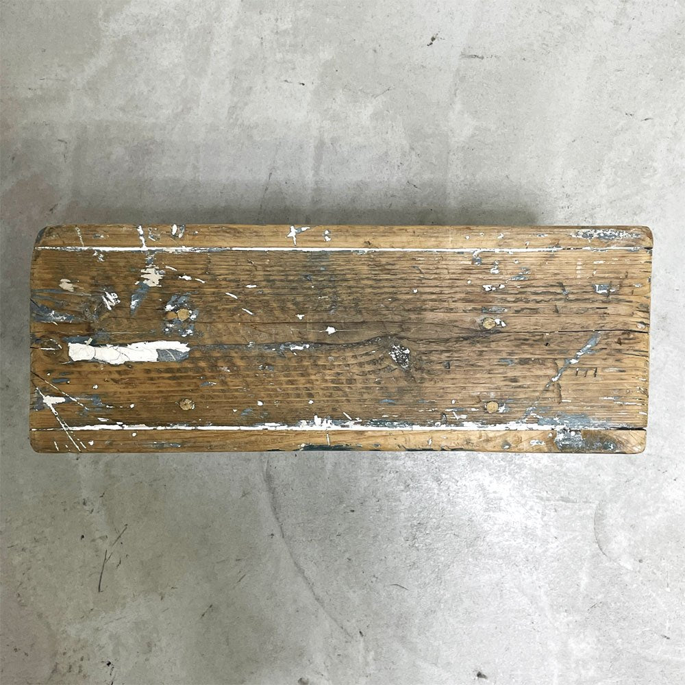 UKビンテージ UK Vintage ミルキングスツール ウッドスツール パイン材 ペインテッド ブルー シャビーシック ●