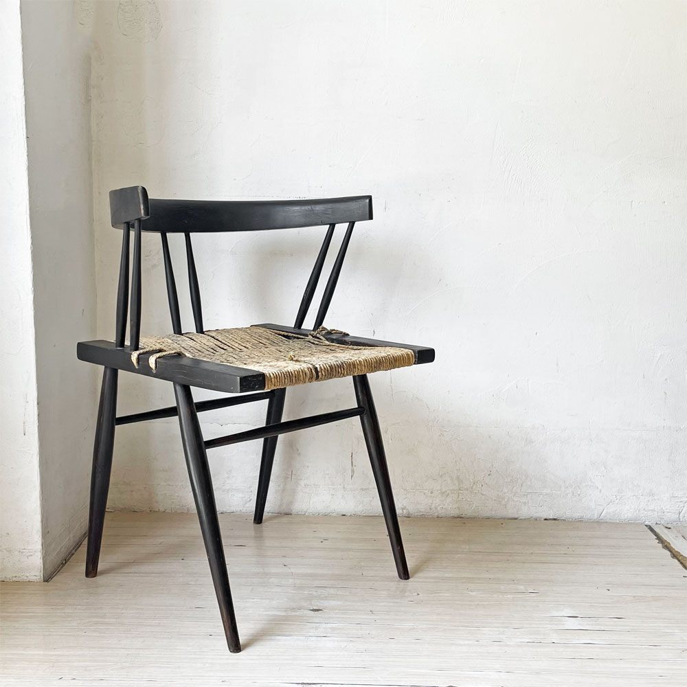 ジョージ・ナカシマ George Nakashima グラスシートチェア GRASS SEATED CHAIR ローズウッド材（シッソ）インド NID 60`s ビンテージ ★