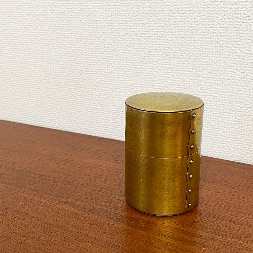 玉川堂 GYOKUSENNDO 茶筒 打出肌 金色 茶さじ付 鎚起銅器 燕三条 伝統工芸 ◎