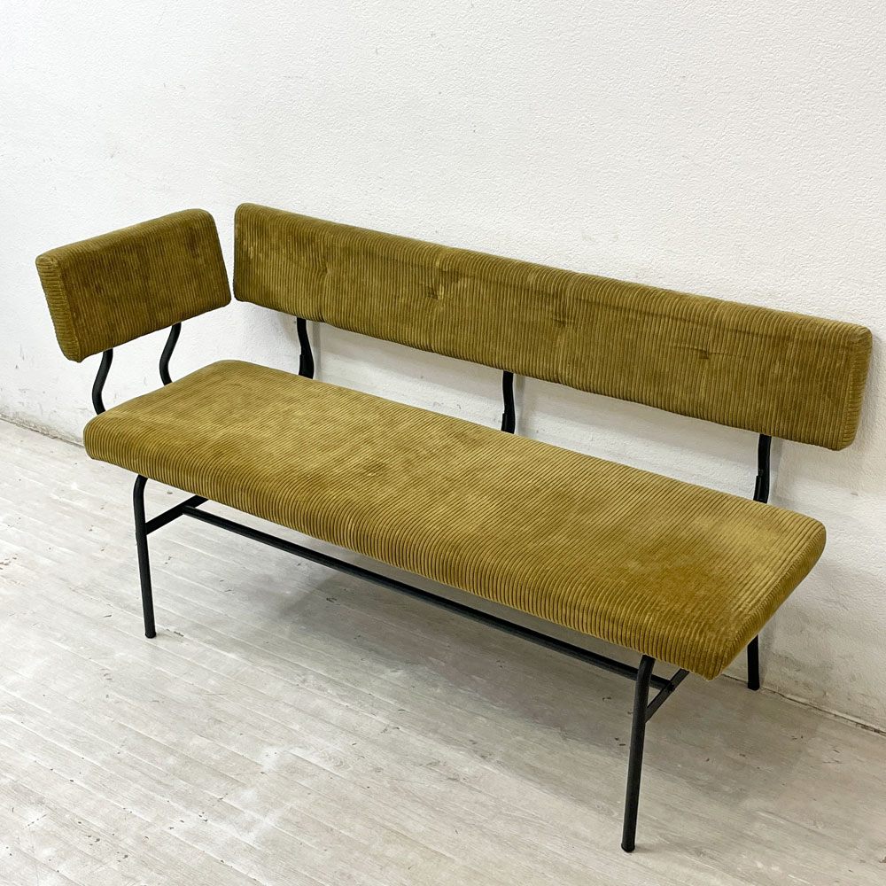 ジャーナルスタンダードファニチャー journal standard Furniture パクストン LDベンチ PAXTON LD BENCH ベンチバックレスト アームパーツ付 アンバー コーデュロイ ●