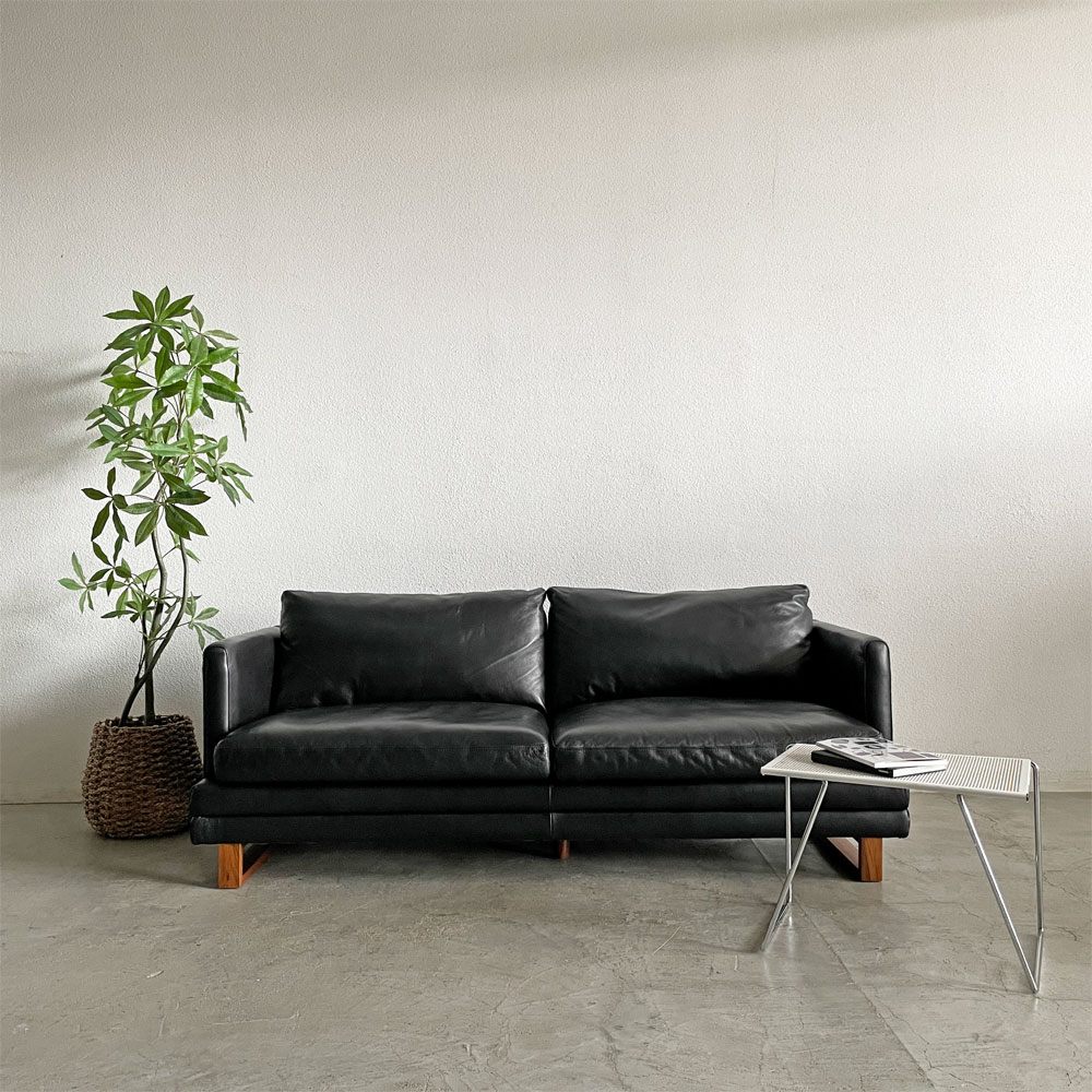 アクタス ACTUS ファイブバイファイブ five by five S1378 2.5シーターソファ W195cm 本革 ブラックレザー 廃番 〓